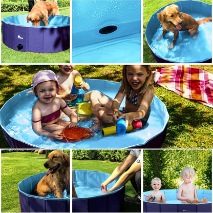 Upgraded Foldable Pet Swimming Pool Portable Dog Pool Kids Pets Dogs Cats Outdoor Bathing Tub Bathtub Water Pond Pool & Kiddie Pools ((160 X 30Cm) 63’’ D*11.8’’ H, Blue)