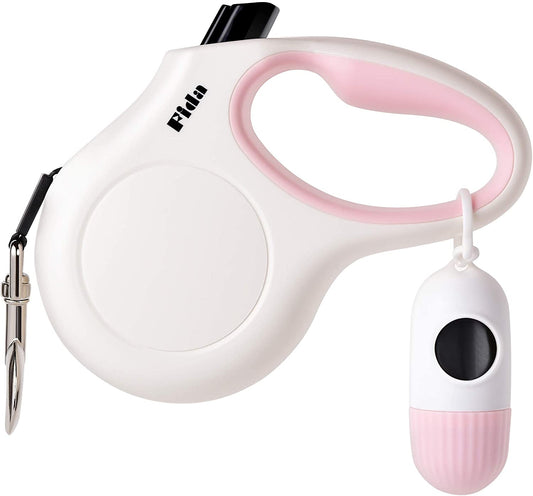 Furry Essentials Retractable Dog Leash with Dispenser and Poop Bags